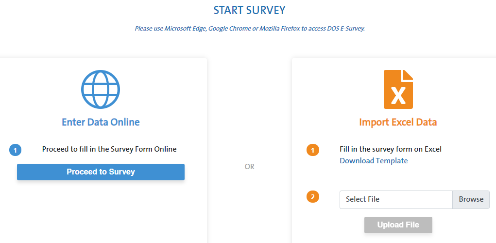 Survey with online and Excel submissions