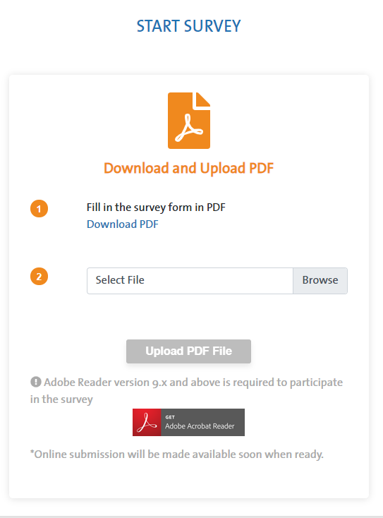 Screen showing where to upload the PDF Form