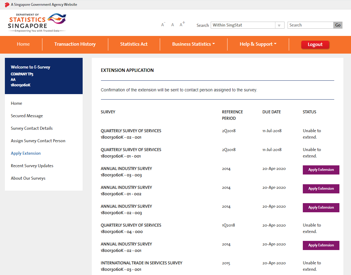 Screen showing how to extend due date for surveys